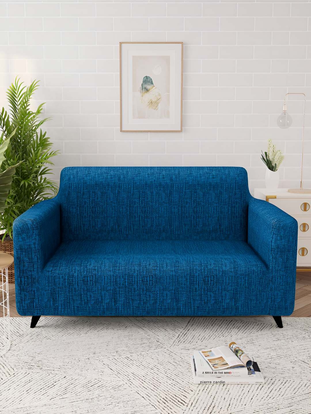 

Story@home Blue & Black Printed 2 Seater Stretchable Sofa Cover With Arms