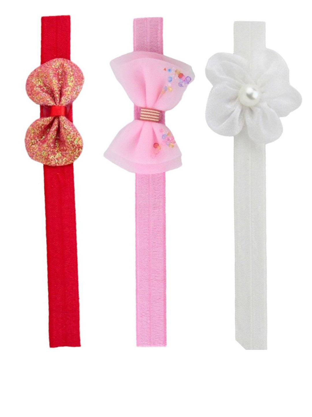 

BAESD Girls Pack of 3 Cotton Flower and Bow Design Bandana Headband, White