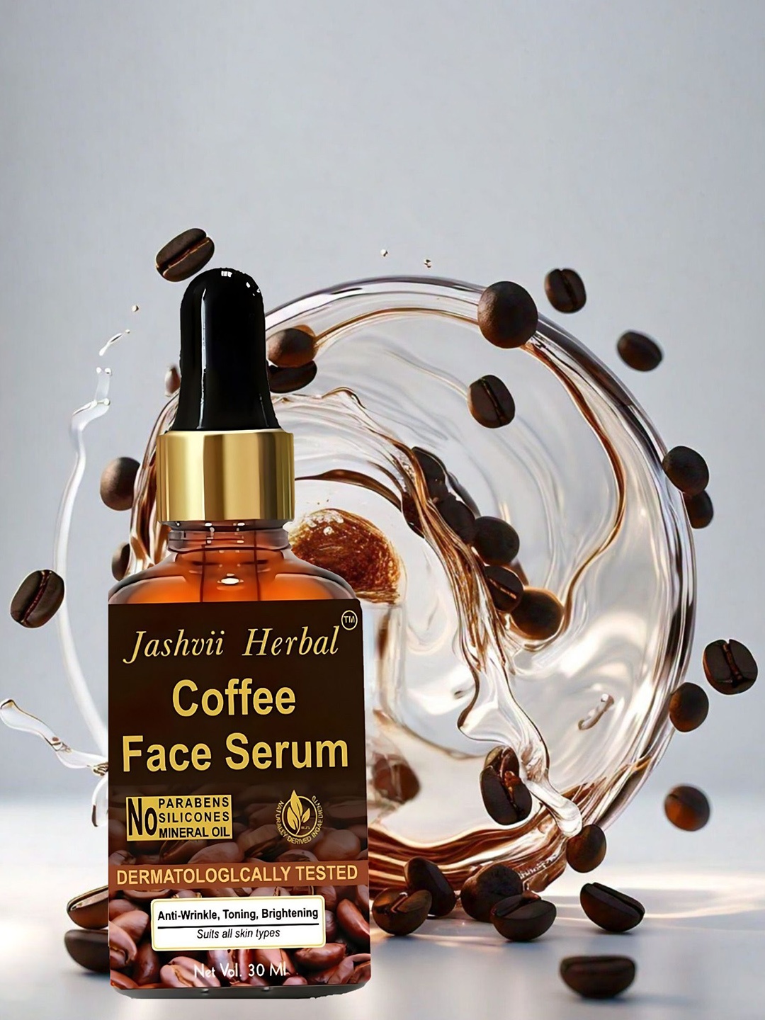 

Jashvii herbal Coffee Face Serum For Anti Aging 30 ml, Brown