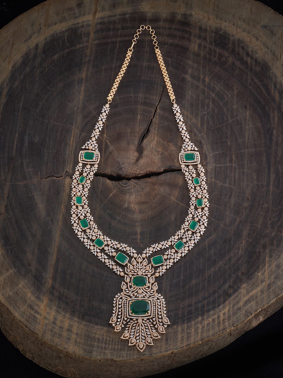 

Kushal's Fashion Jewellery Gold-Plated Cubic Zirconia Studded Necklace