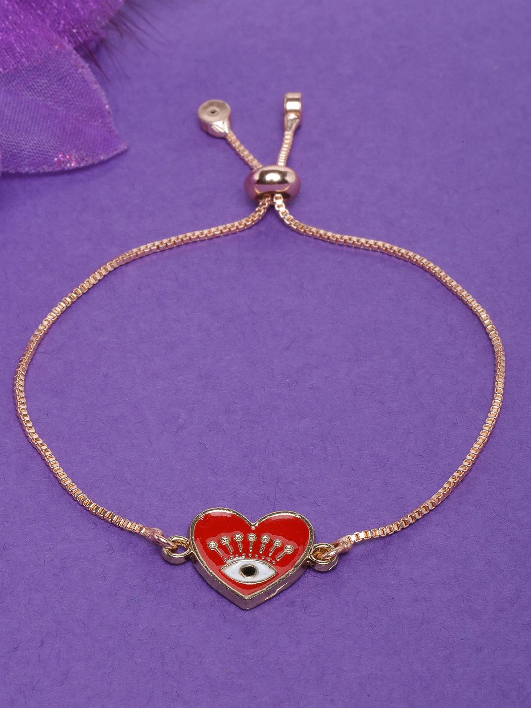 

KPOP Women Brass Enamelled Rose Gold-Plated Charm Bracelet