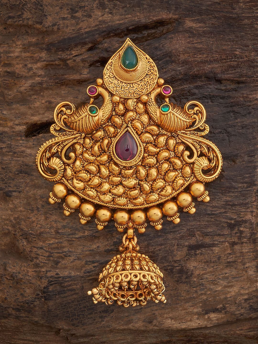 

Kushal's Fashion Jewellery Women Ethnic Antique Embellished Hair Brooch, Gold