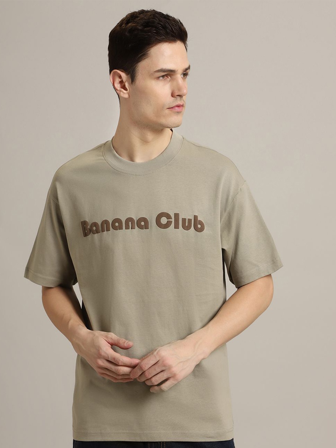 

Banana Club Men Brand Logo Printed T-shirt, Grey