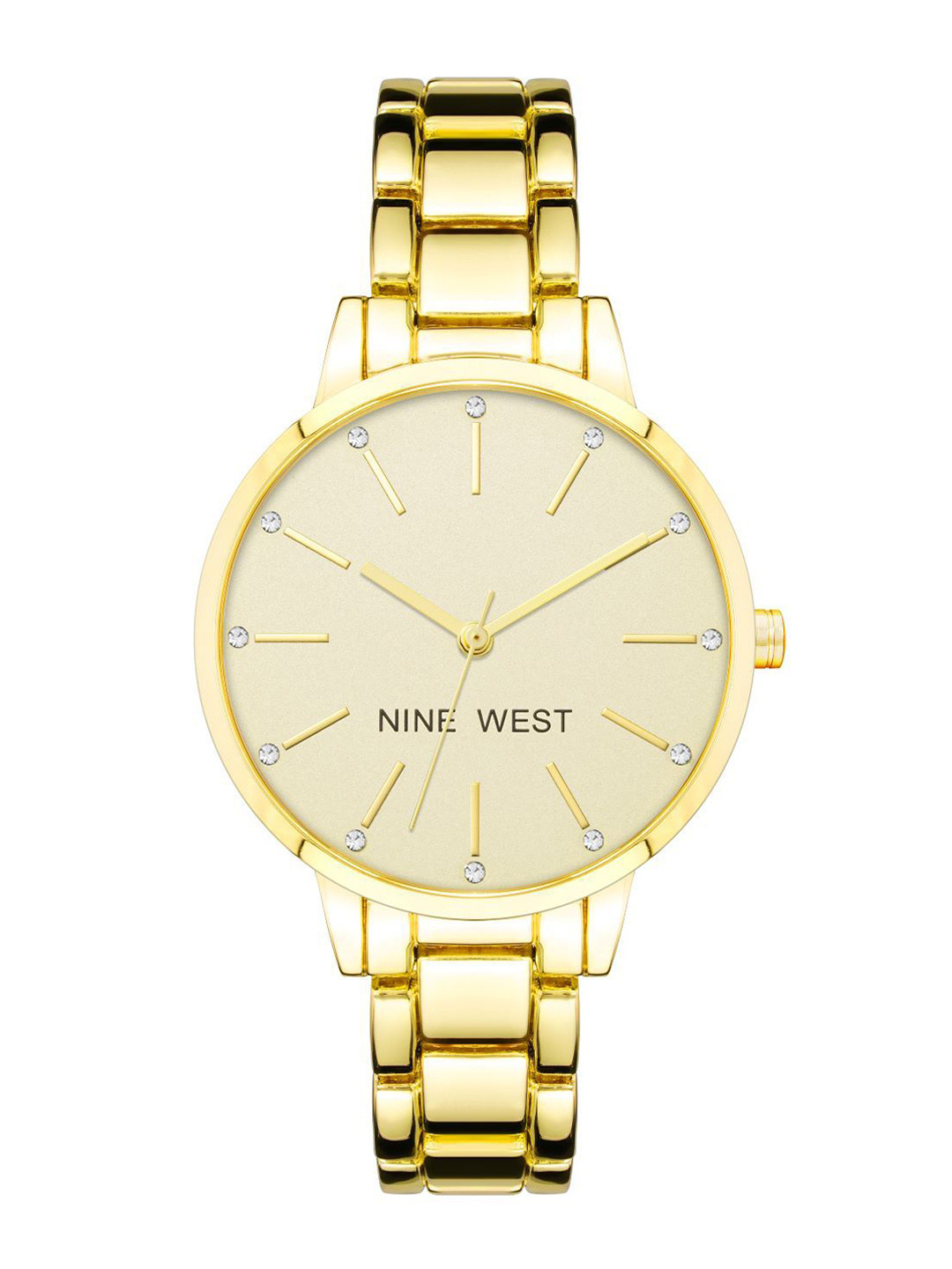 

Nine West Women Dial & Bracelet Style Straps Analogue Watch NW-2098CHGB, Gold