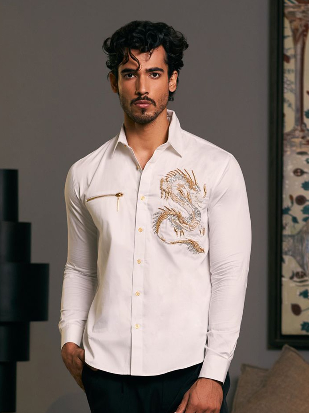 

Siddartha Tytler Men Spread Collar Solid Cotton Casual Shirt, White