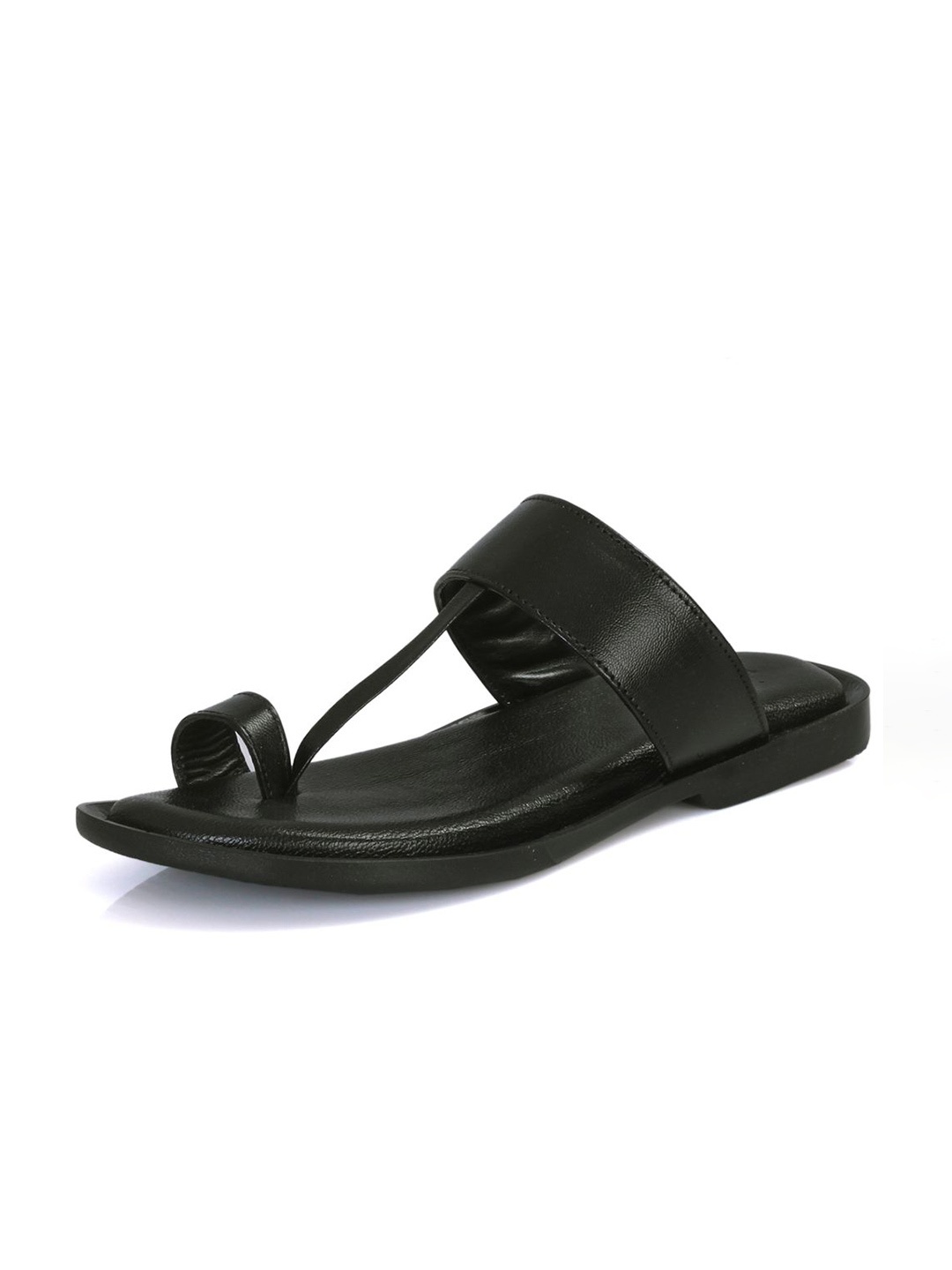 

Auserio Men Round Toe Solid Sandals, Black