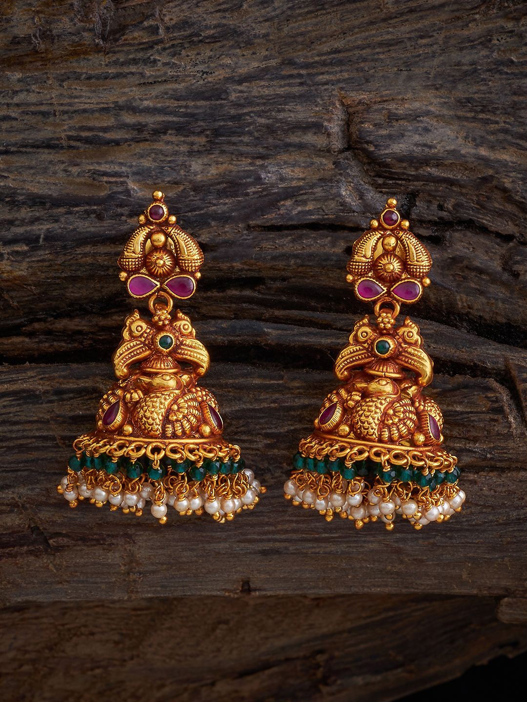 

Kushal's Fashion Jewellery Gold Plated 92.5 Pure Silver Stones Dome Shaped Jhumkas