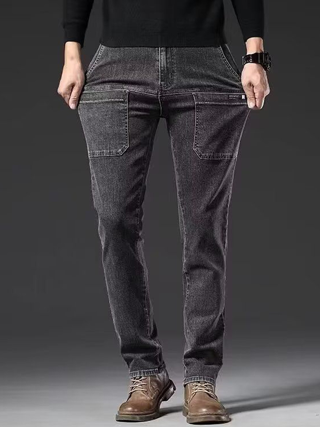 

StyleCast Men Mid-Rise Stretchable Jeans, Charcoal