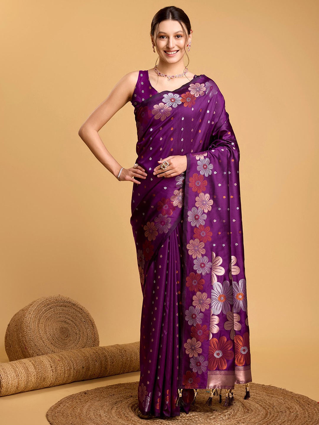 

Kriyansh Woven Design Zari Banarasi Saree, Purple