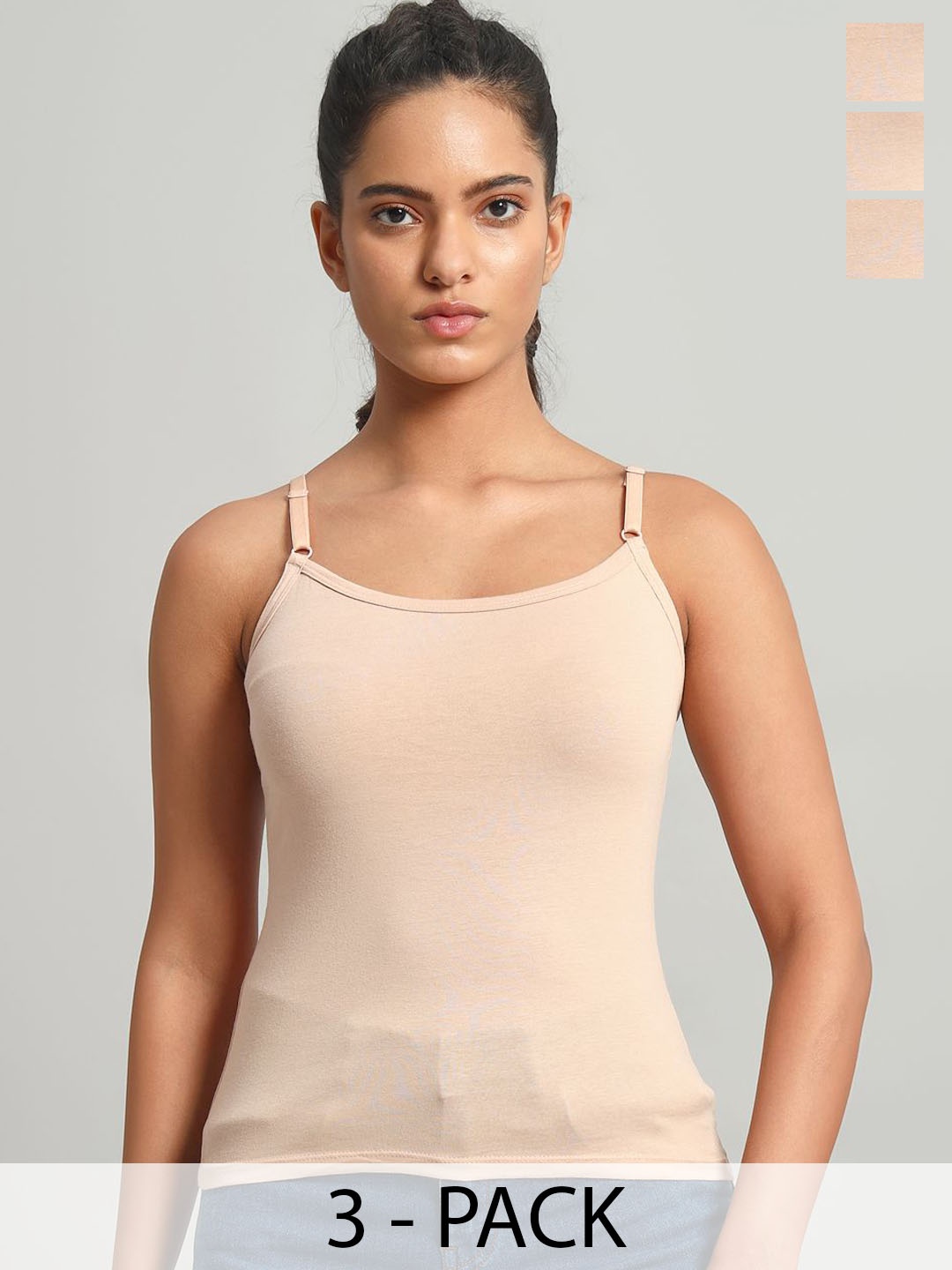 

BLEEDING HEART Pack Of 3 Cotton Camisoles, Beige