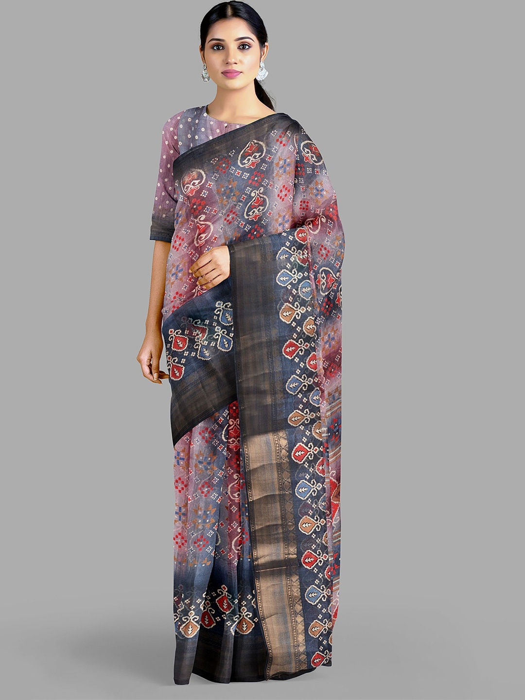 

The Chennai Silks Ethnic Motifs Zari Sambalpuri Saree, Blue