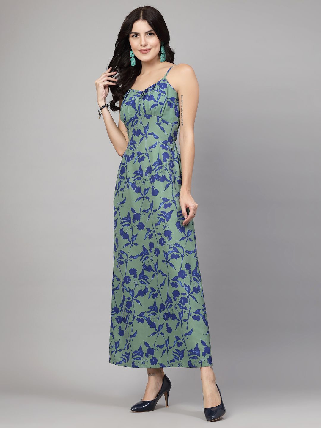 

JEFF COOPER Women Floral Printed Maxi Dress, Green