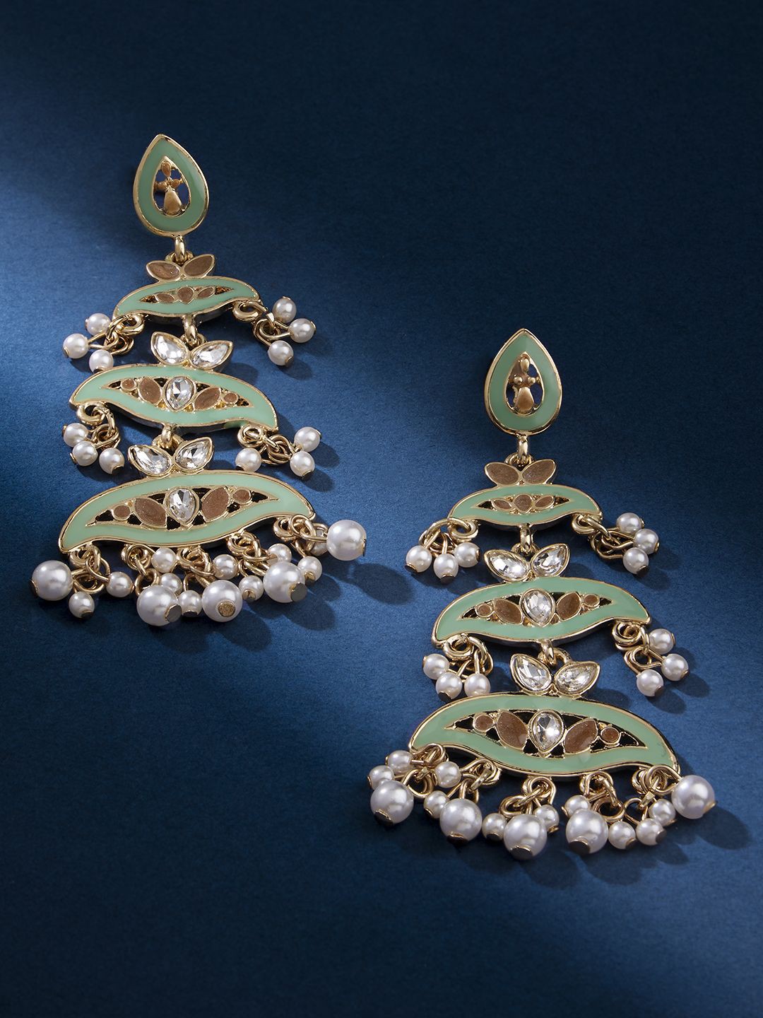 

Kalakrith Milano Pearls Beaded Contemporary Drop Earrings, Green