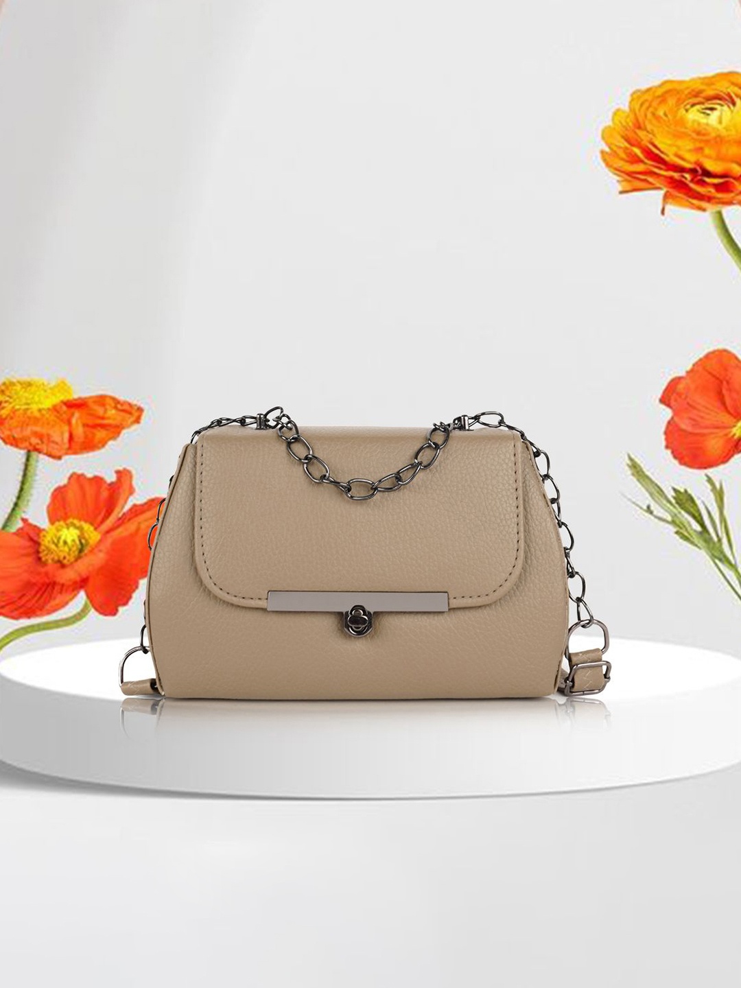 

YOYOWING Women Bucket Sling Bag with Applique, Beige