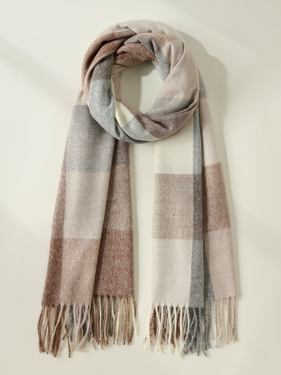 

CrossKulture Women Checked Scarf, Beige