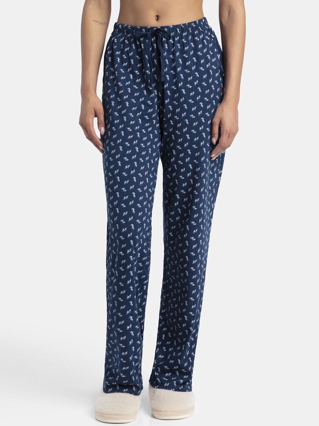 

Super Combed Cotton Printed Relaxed Fit Pyjama with Convenient Side Pockets - RX88, Blue