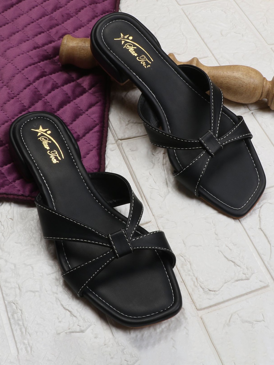 

STARTOES Block Sandals, Black