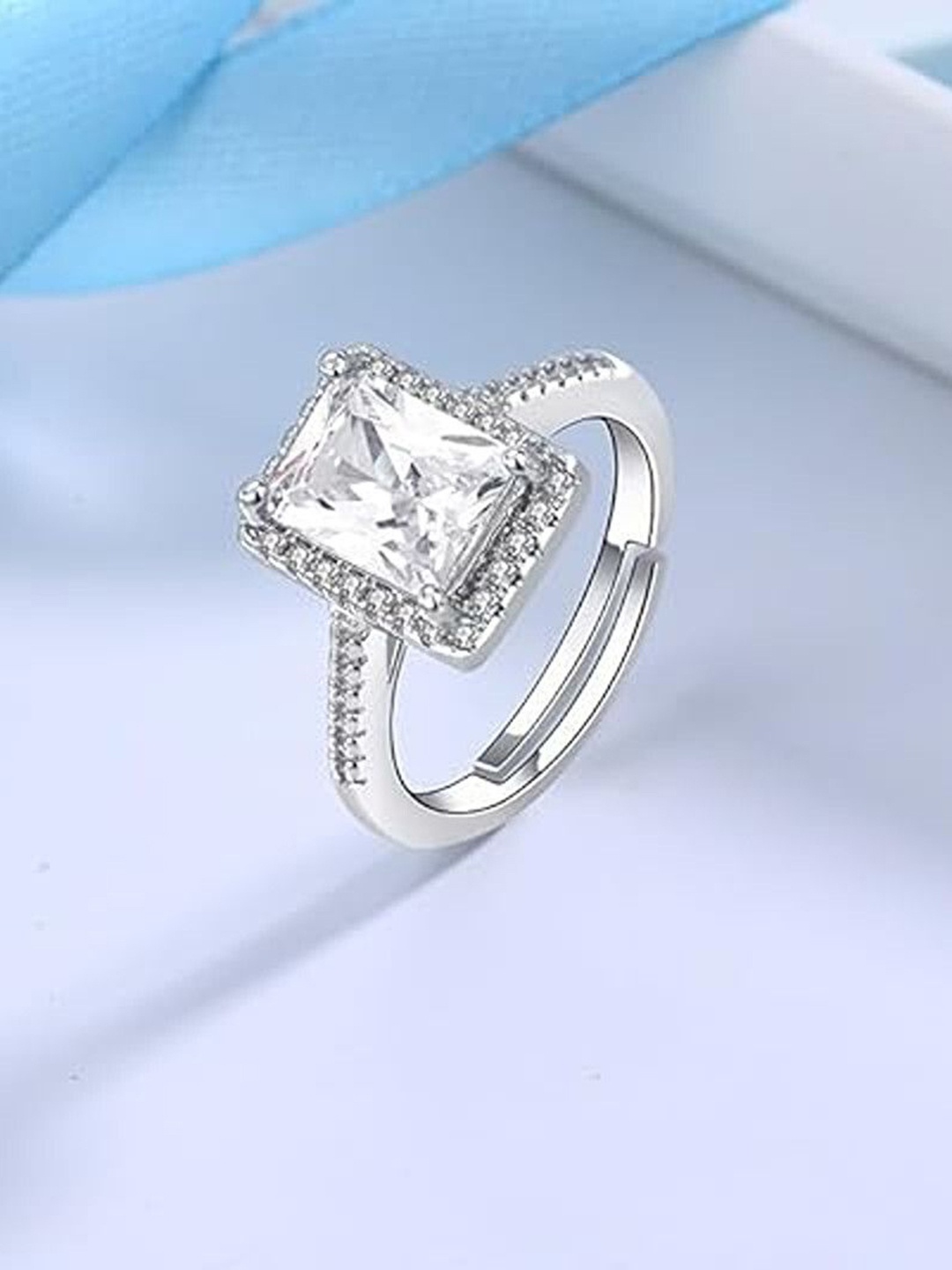 

Heer Collection Silver-Plated AD Studded Finger Ring