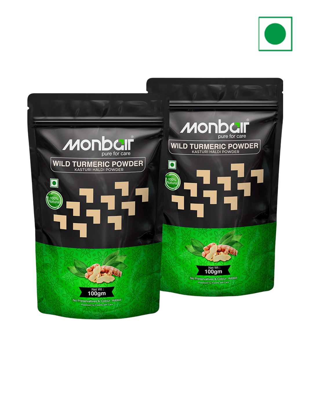

MONBAIR Set Of 2 Wild Turmeric Powder - 100 g Each, Khaki