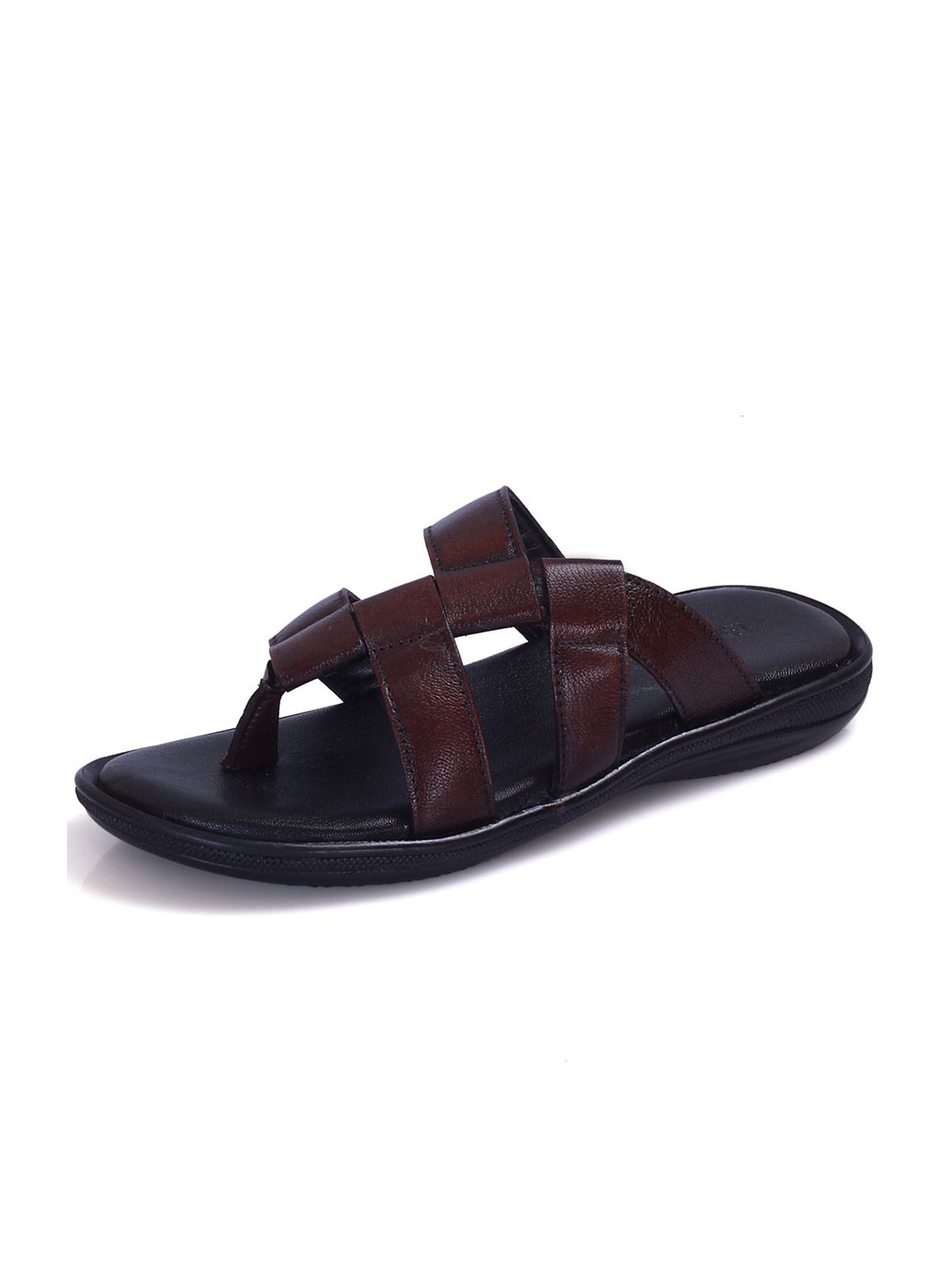 

Auserio Men Round Toe Textured Sandals, Brown