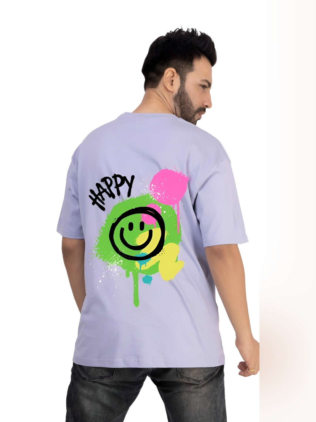 

TBS- THE BARGAIN STREET Men Bio Finish Graphic Printed Round Neck Cotton Oversized T-shirt, Purple