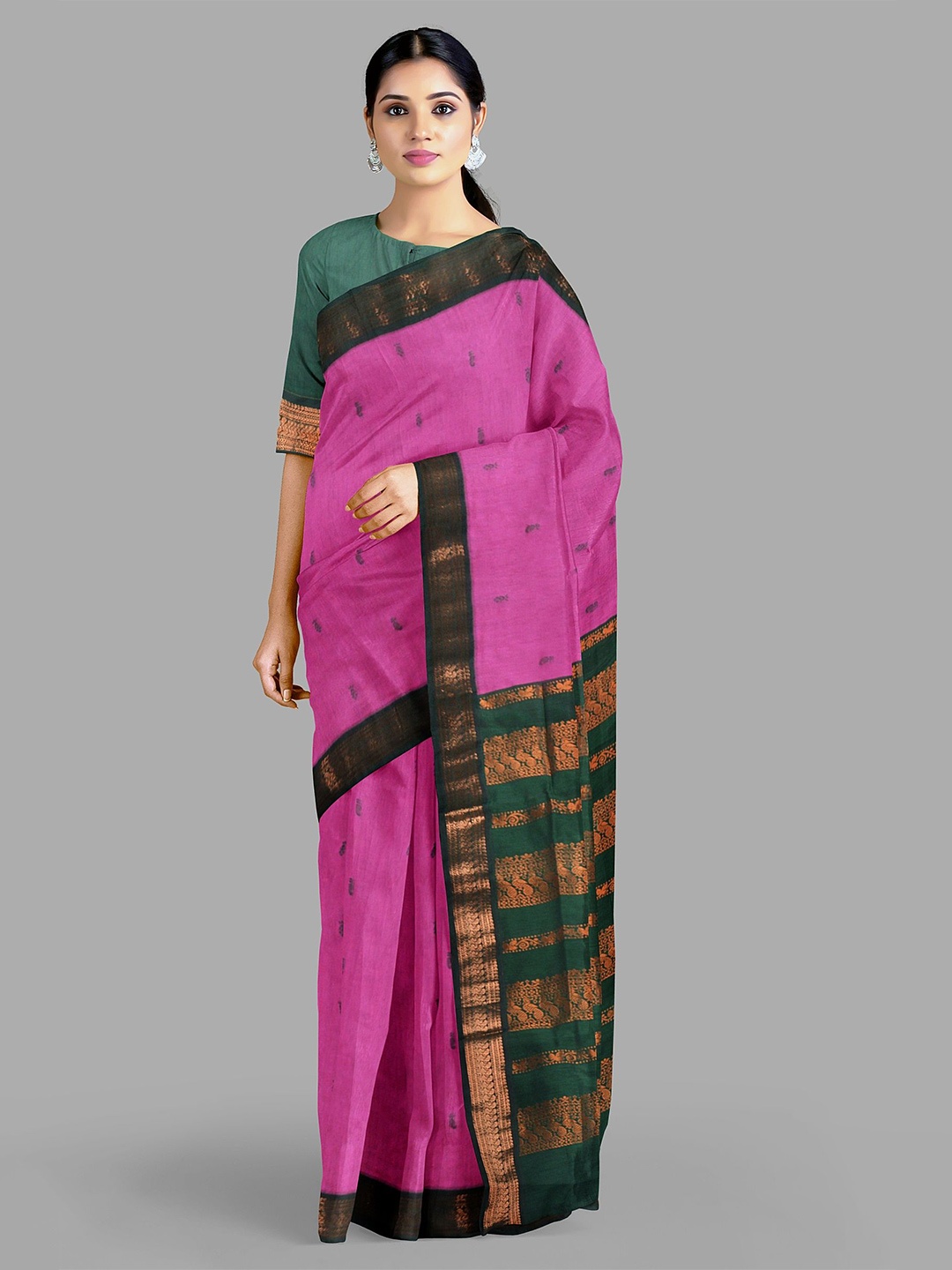 

The Chennai Silks Woven Design Zari Saree, Pink