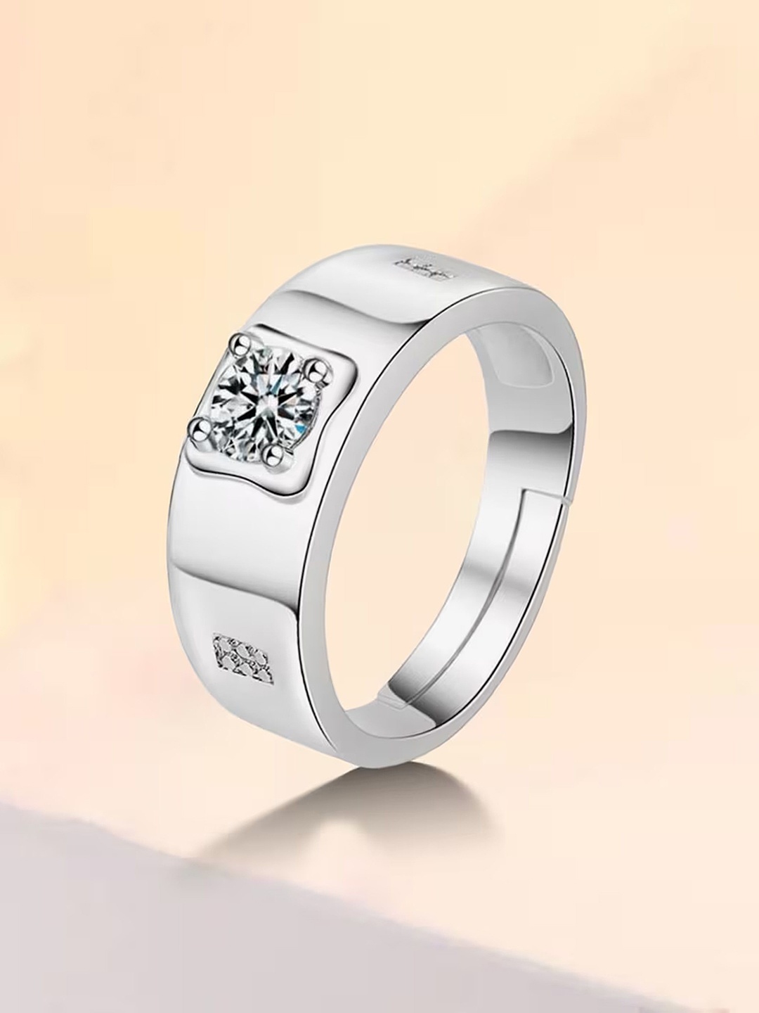 

Heer Collection Silver-Plated AD-Studded Adjustable Finger Ring