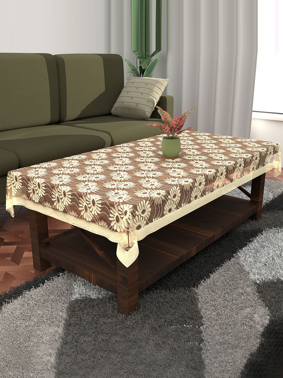 

Kuber Industries Maroon & Cream-coloured Floral Printed Cotton 4-Seater Table Cover
