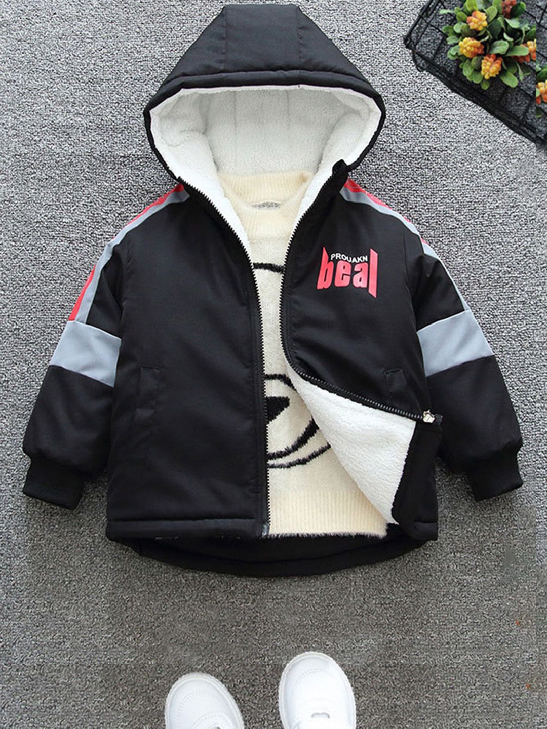 

INCLUD Boys Colourblocked Open Front Jacket, Black