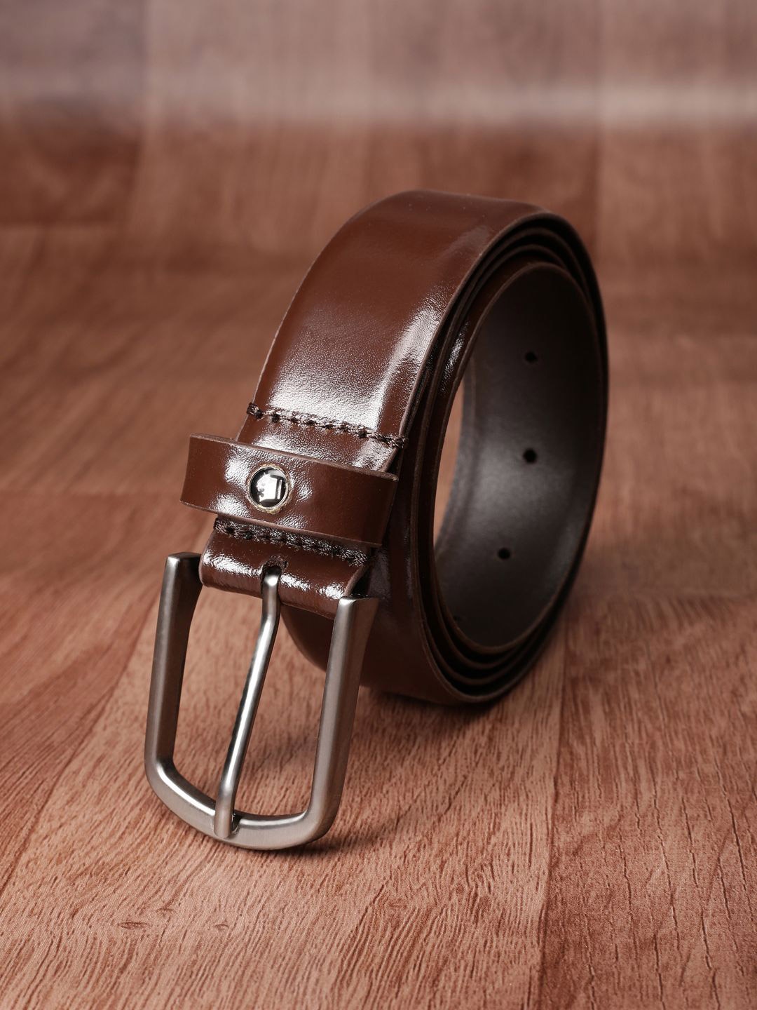 

Louis Philippe Men Solid Leather Belt, Brown