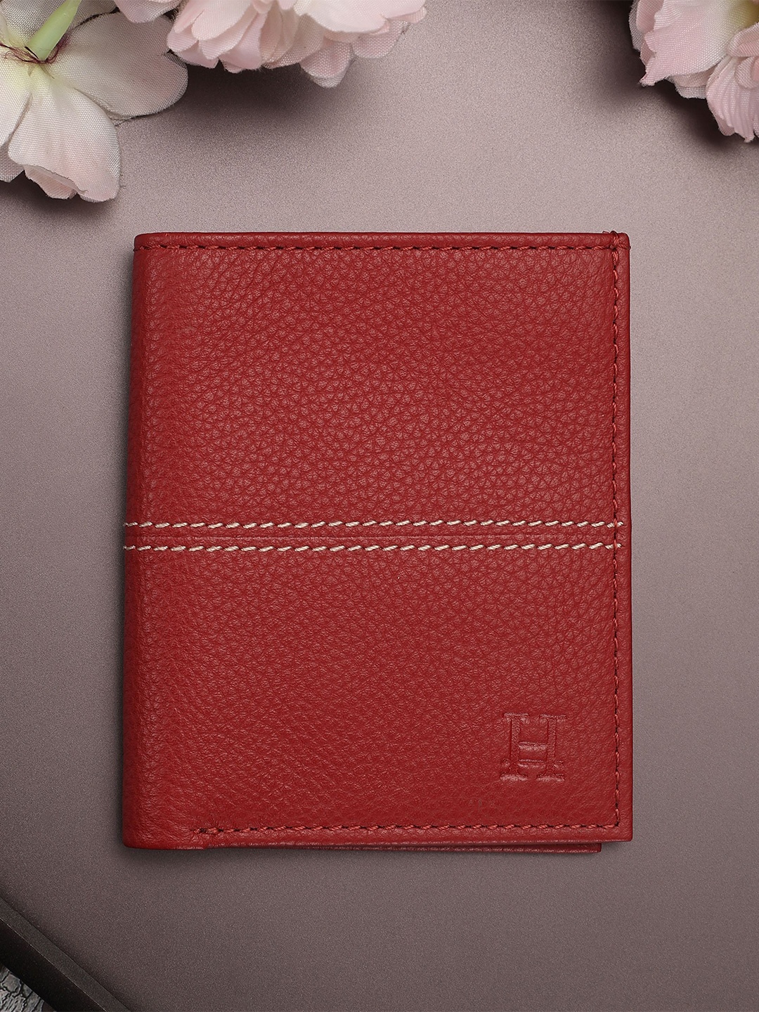 

HIROSHI Men Leather Two Fold Wallet, Red