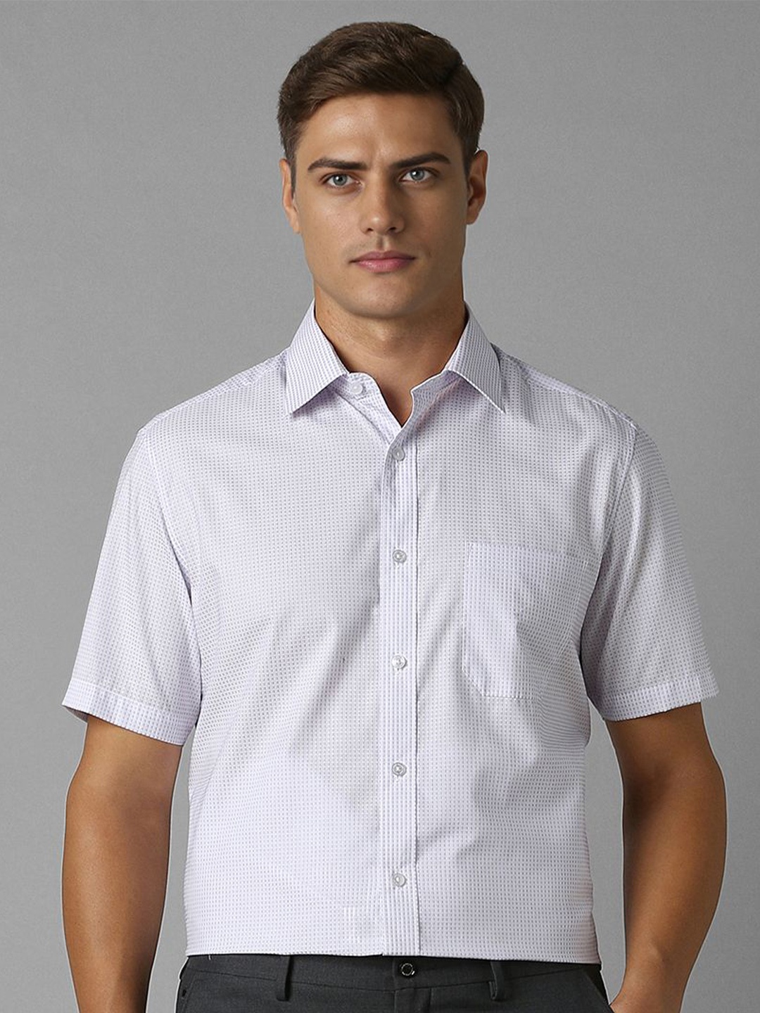 

Louis Philippe Men Classic Cutaway Collar Textured Cotton Formal Shirt, White