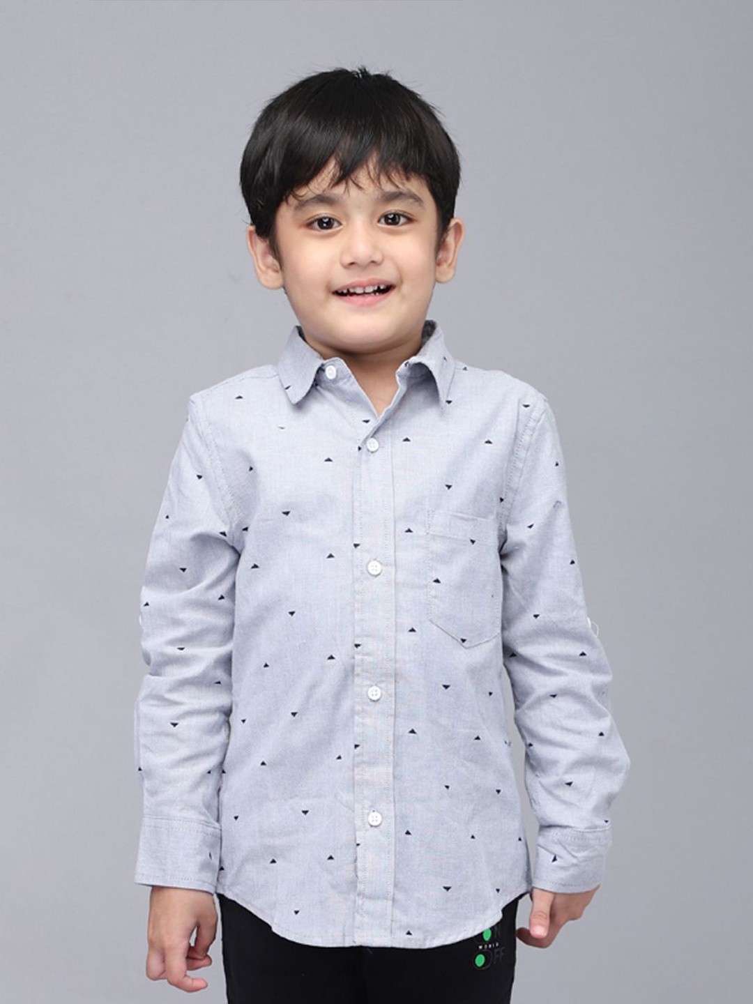 

Biglilpeople Boys Standard Spread Collar Micro Ditsy Printed Cotton Casual Shirt, Blue