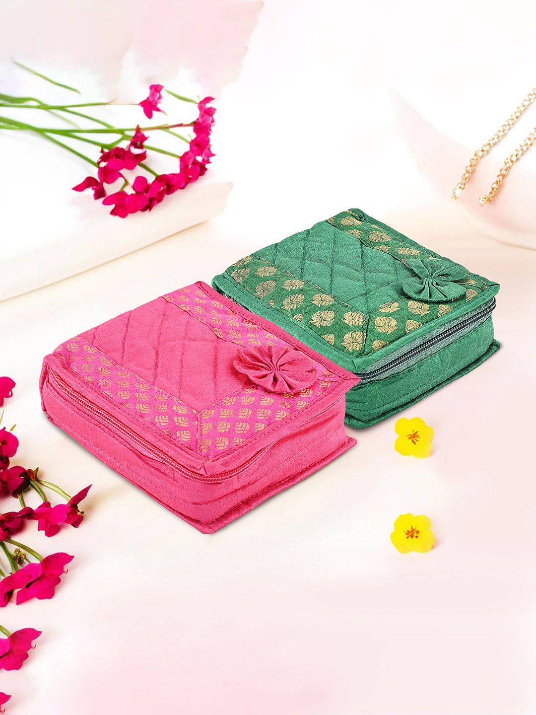 

Kuber Industries Pink & Green 2 Pieces Jewellery Organisers