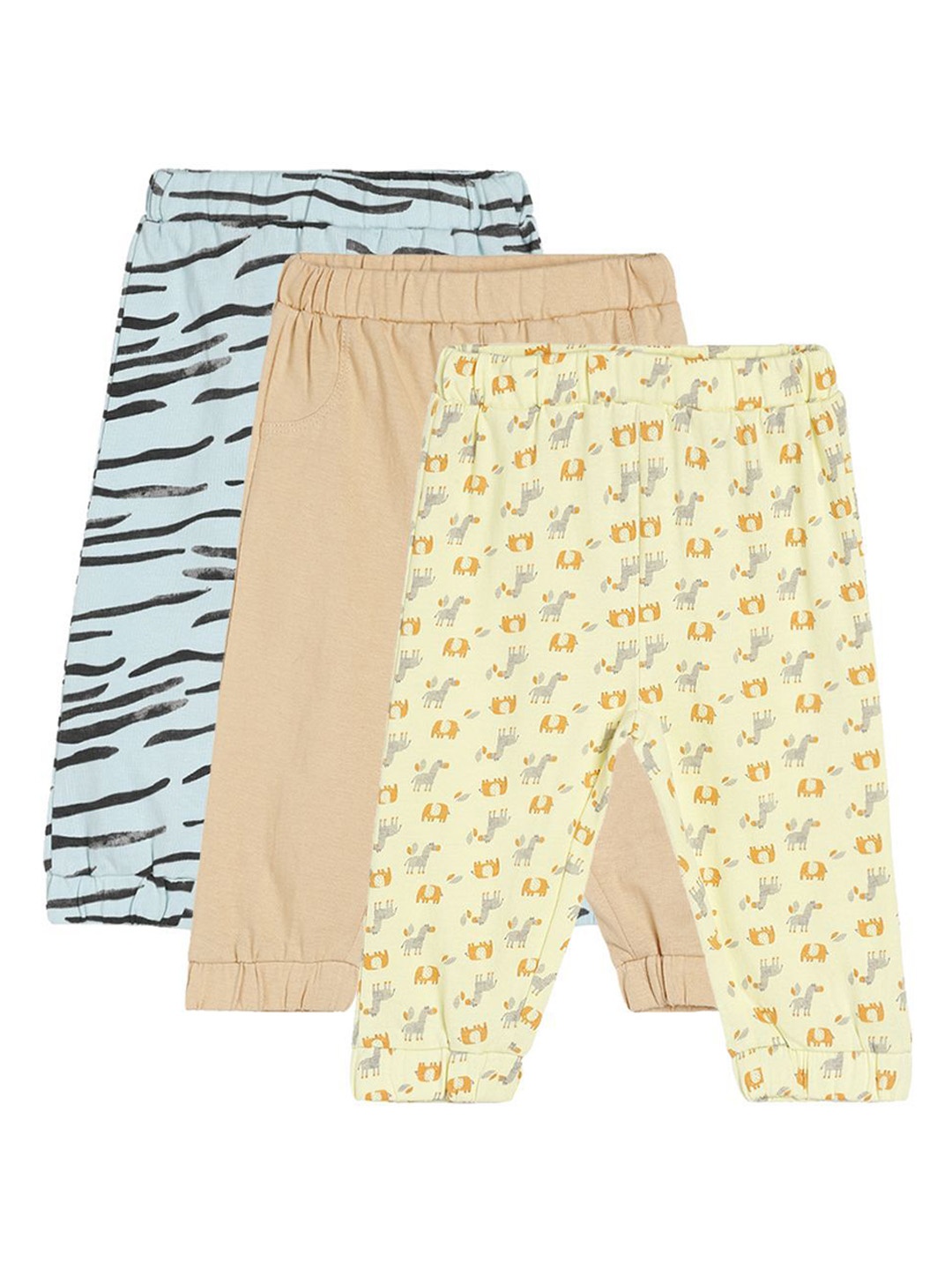 

MINI KLUB Infant Boys Pack Of 3 Printed Pure Cotton Lounge Pants, Yellow