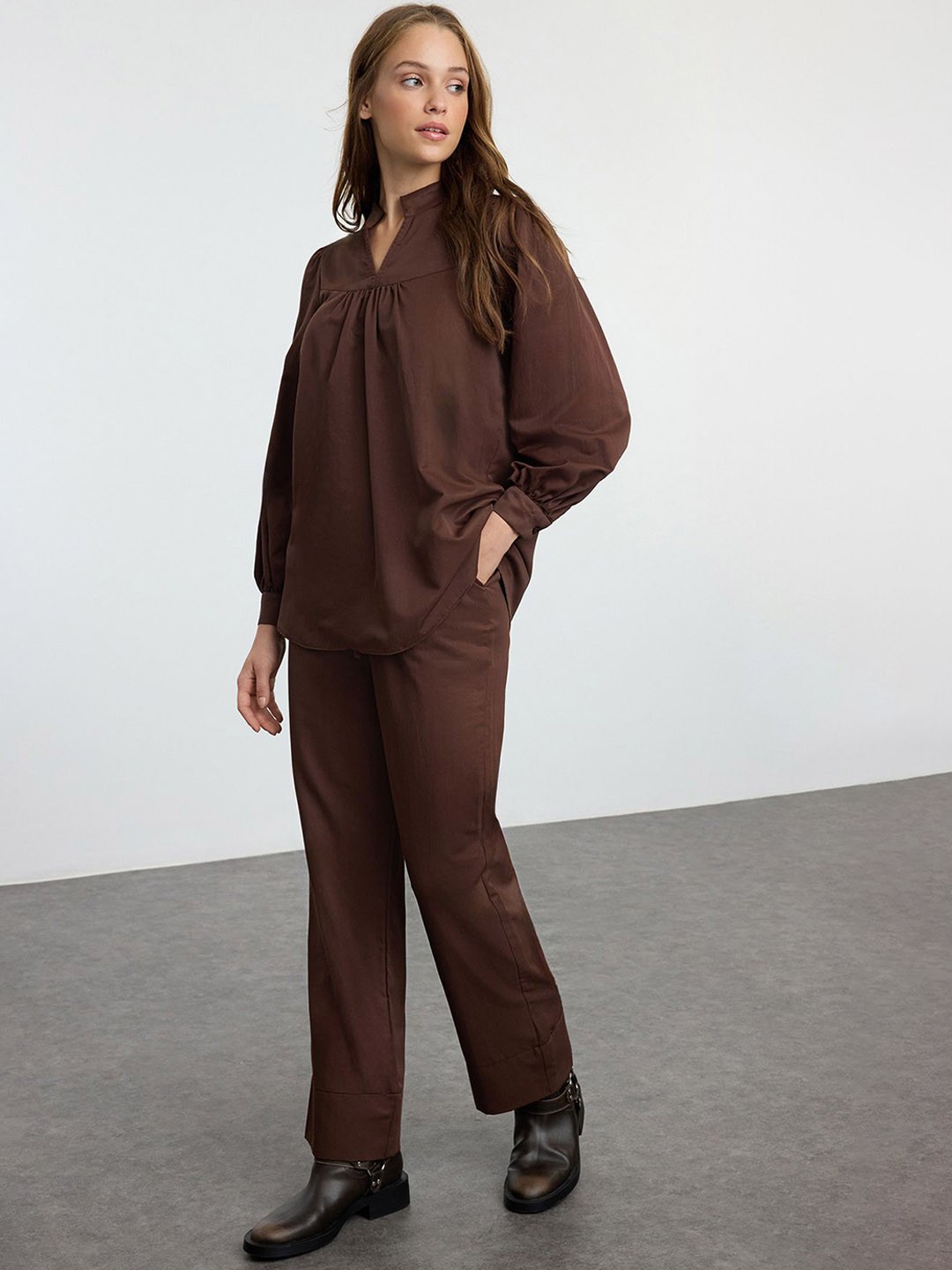 

Trendyol Top & Trousers Co-Ords Set, Brown