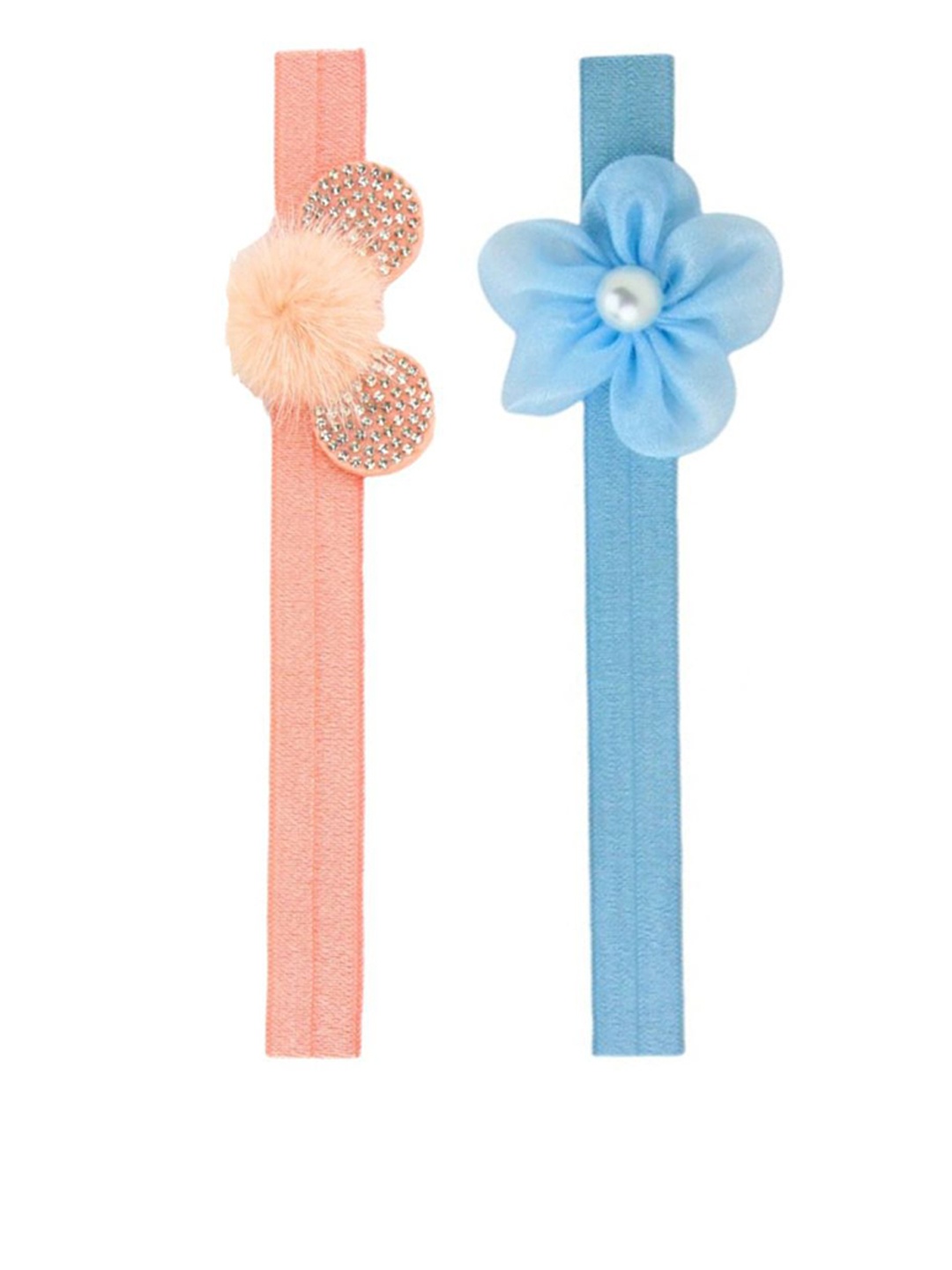

BAESD Girls Pack of 2 Bandana Cotton Flower & Mini Mouse Design Headband, Blue