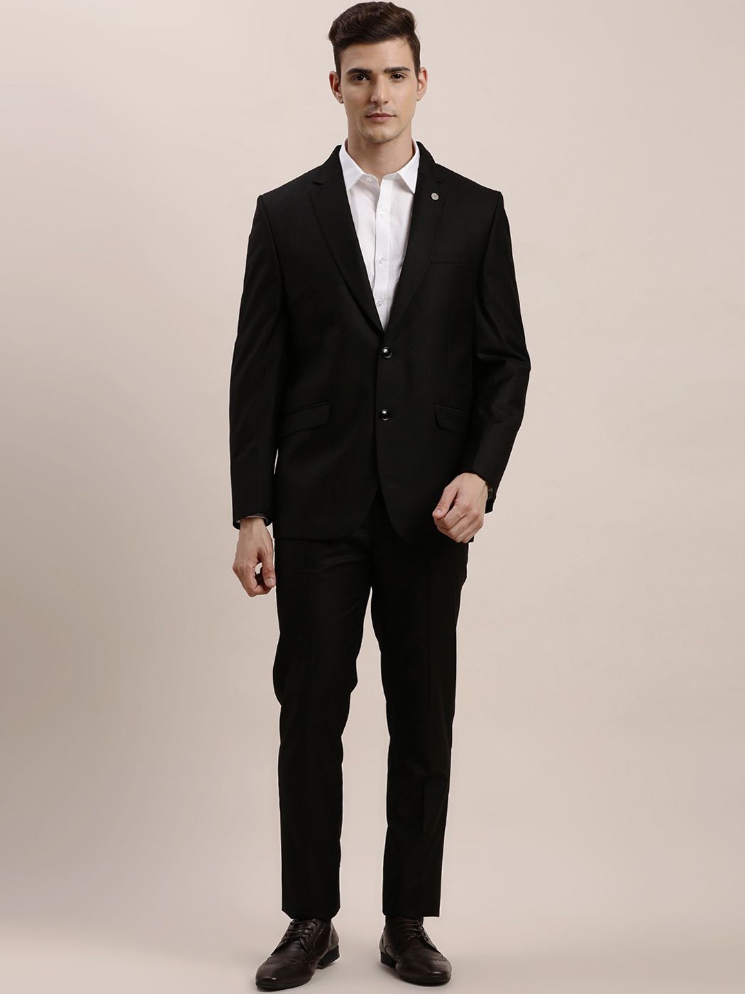 

Turtle Regular-Fit Single-Breasted Two-Piece Suit, Black