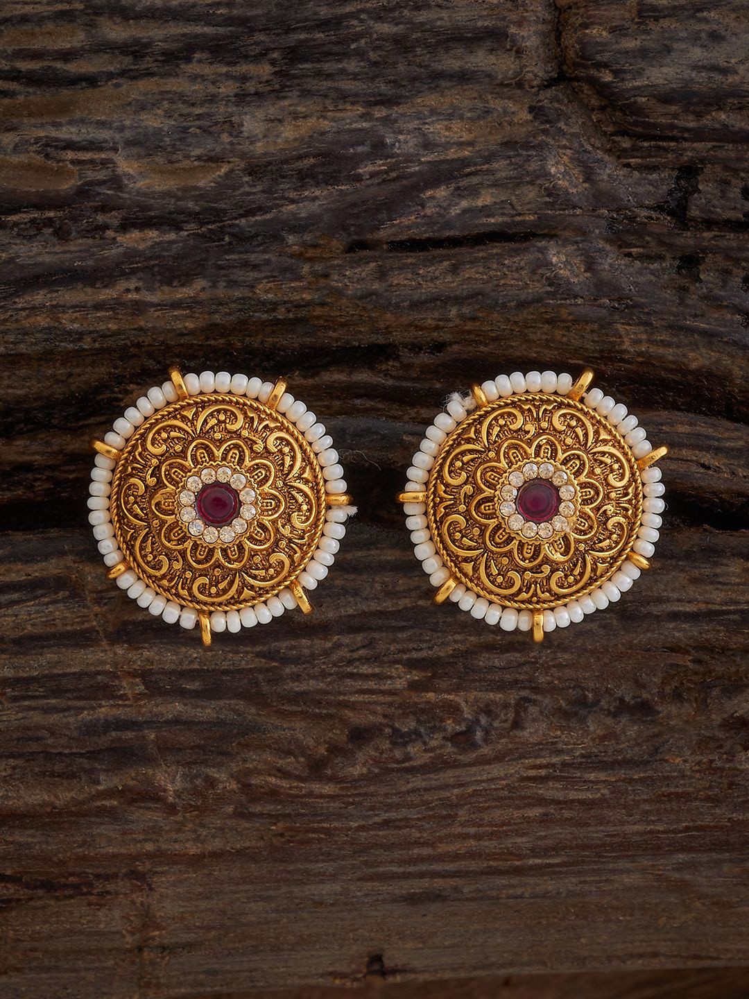 

Kushal's Fashion Jewellery Gold Plated Artificial Stones Antique Studs