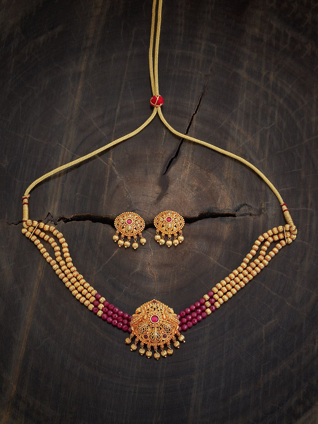 

Kushal's Fashion Jewellery Gold-Plated Artificial Stones Studded Jewellery Set