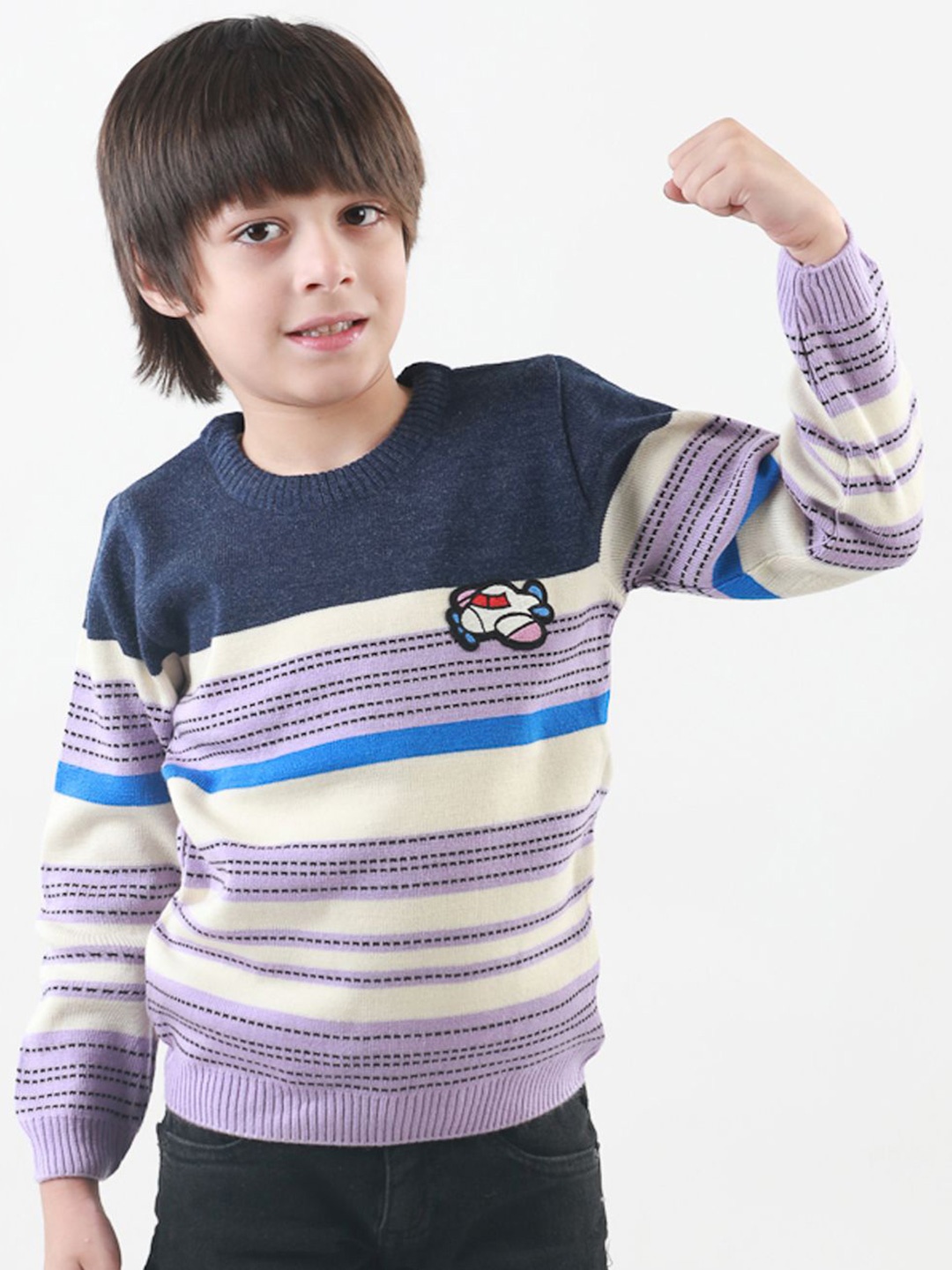 

KNITCO Unisex Kids Striped Pullover, Navy blue