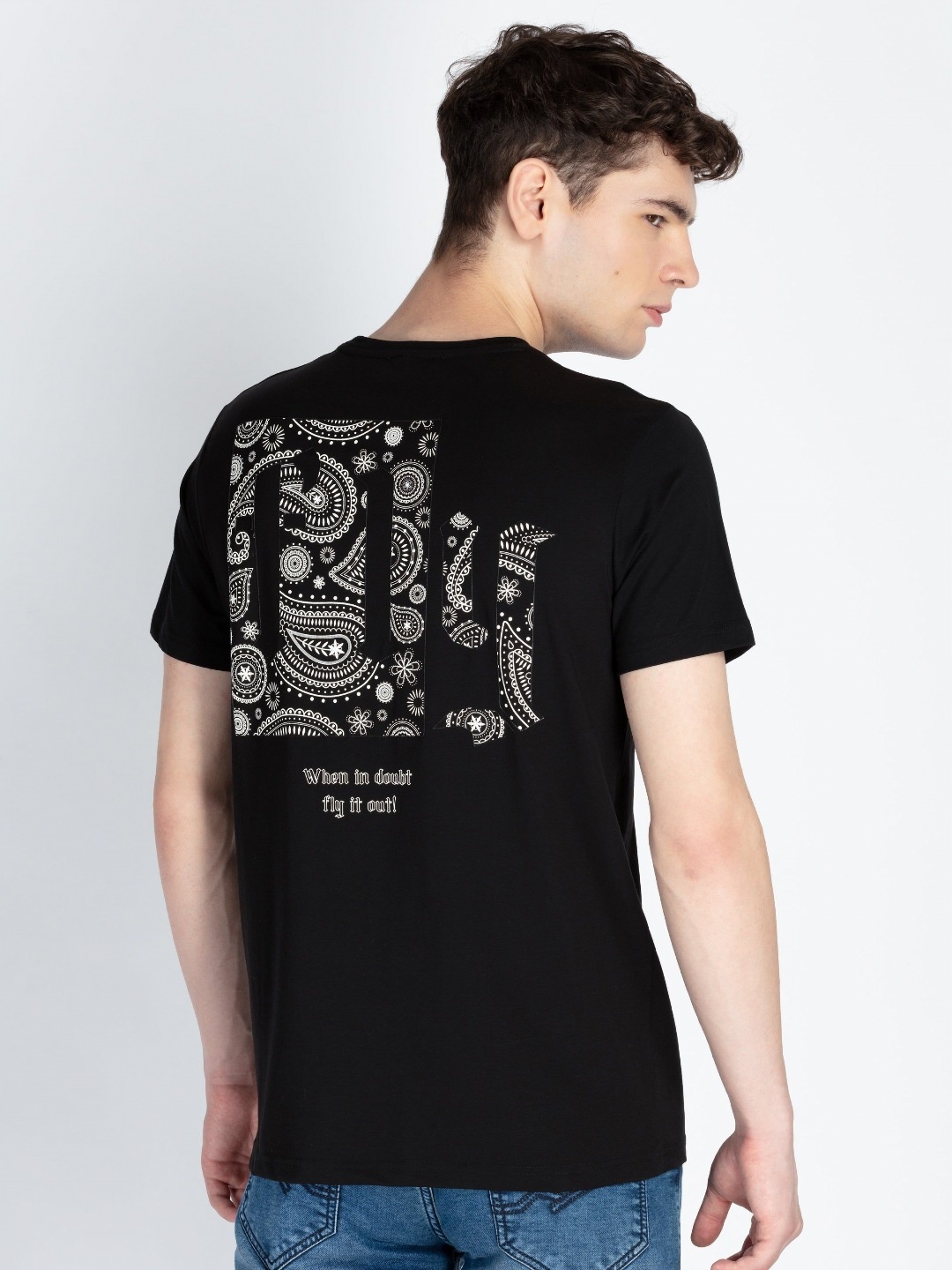 

Status Quo Men Printed Pockets T-shirt, Black