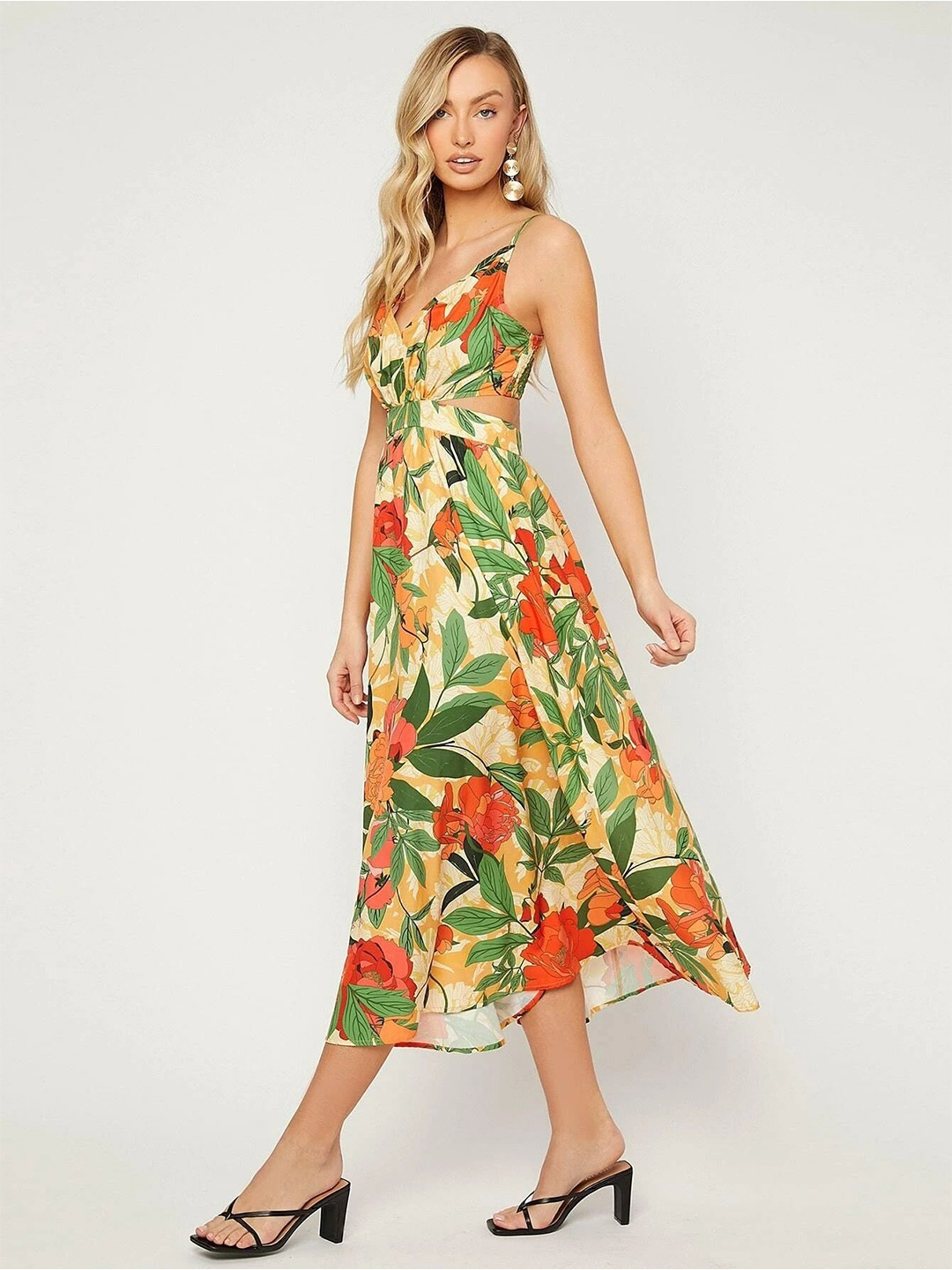 

Stylecast X Slyck Floral Printed Fit & Flare Midi Dress, Multi