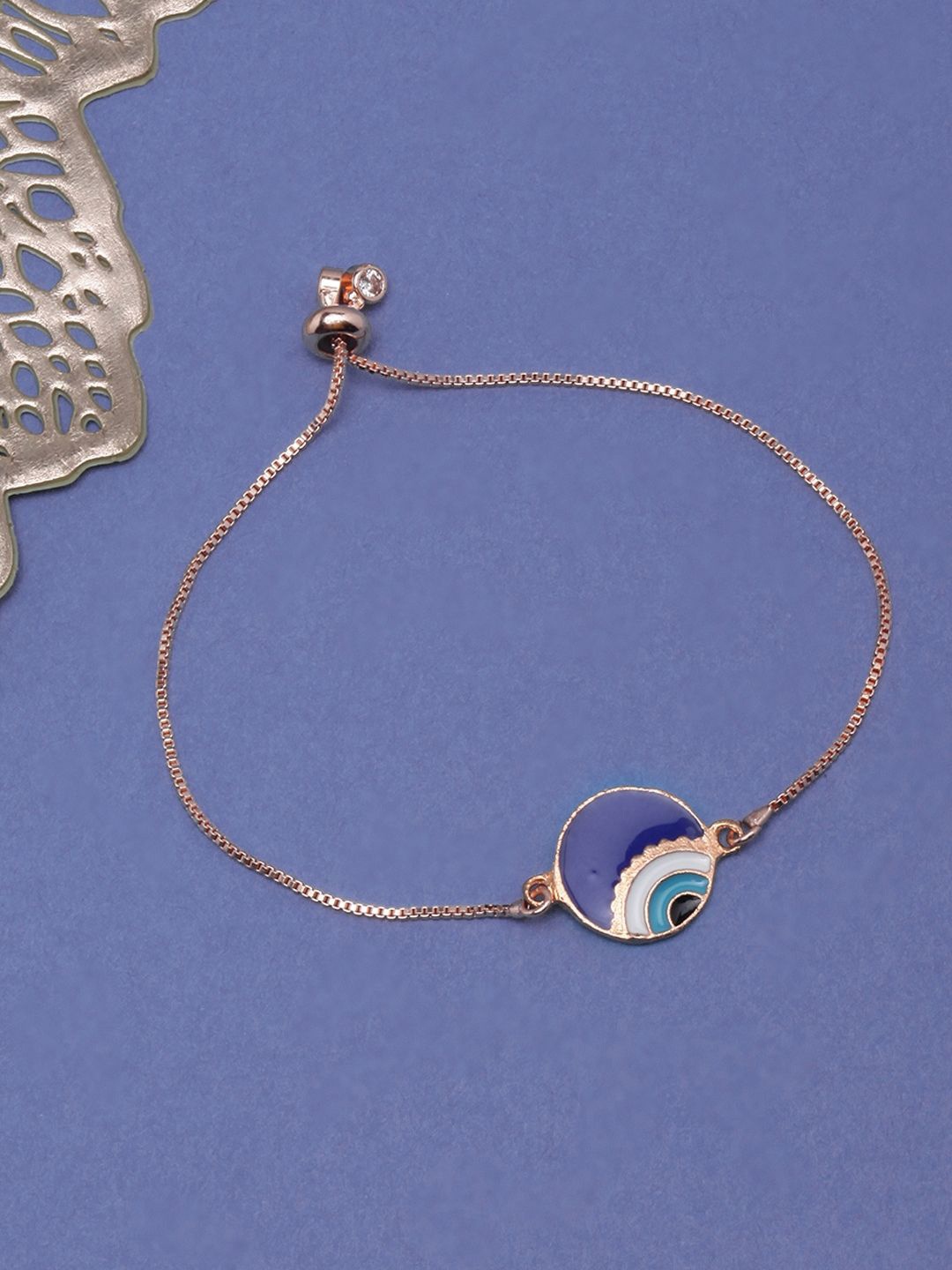 

KPOP Women Brass Enamelled Rose Gold-Plated Charm Bracelet
