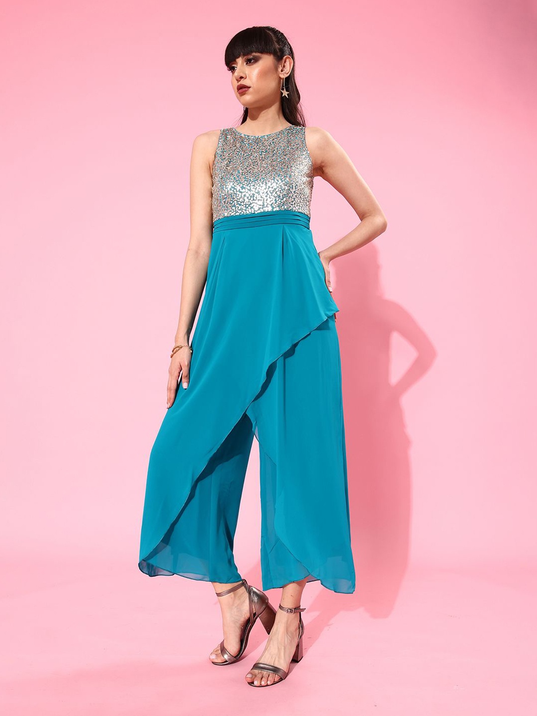 

DressBerry Women Embellished Basic Jumpsuit, Turquoise blue