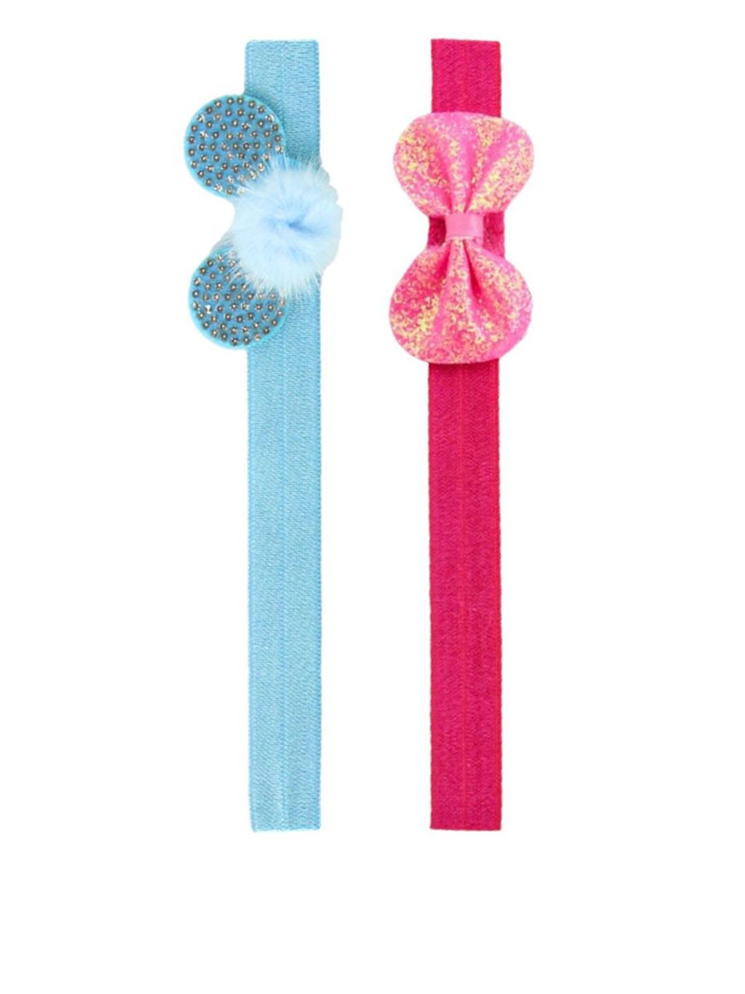 

BAESD Girls Pack of 2 Bandana Cotton Bow & Mouse Design Headband, Blue
