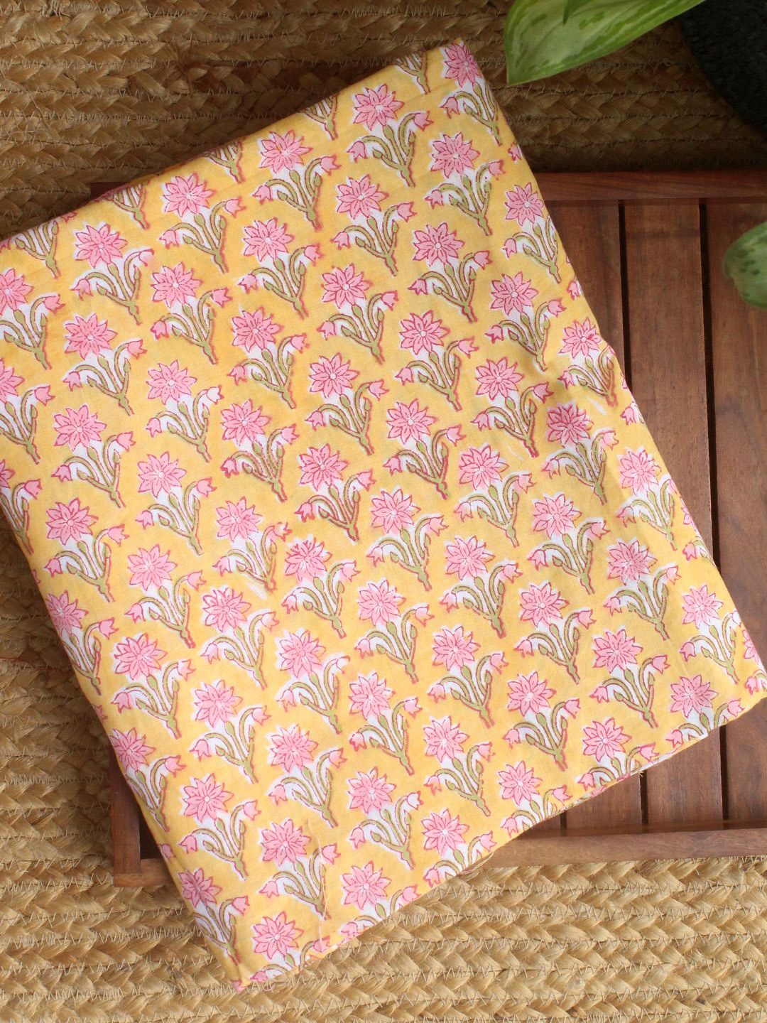 

Weaves of Tradition Printed Pure Cotton Unstitched Dress Material, Yellow