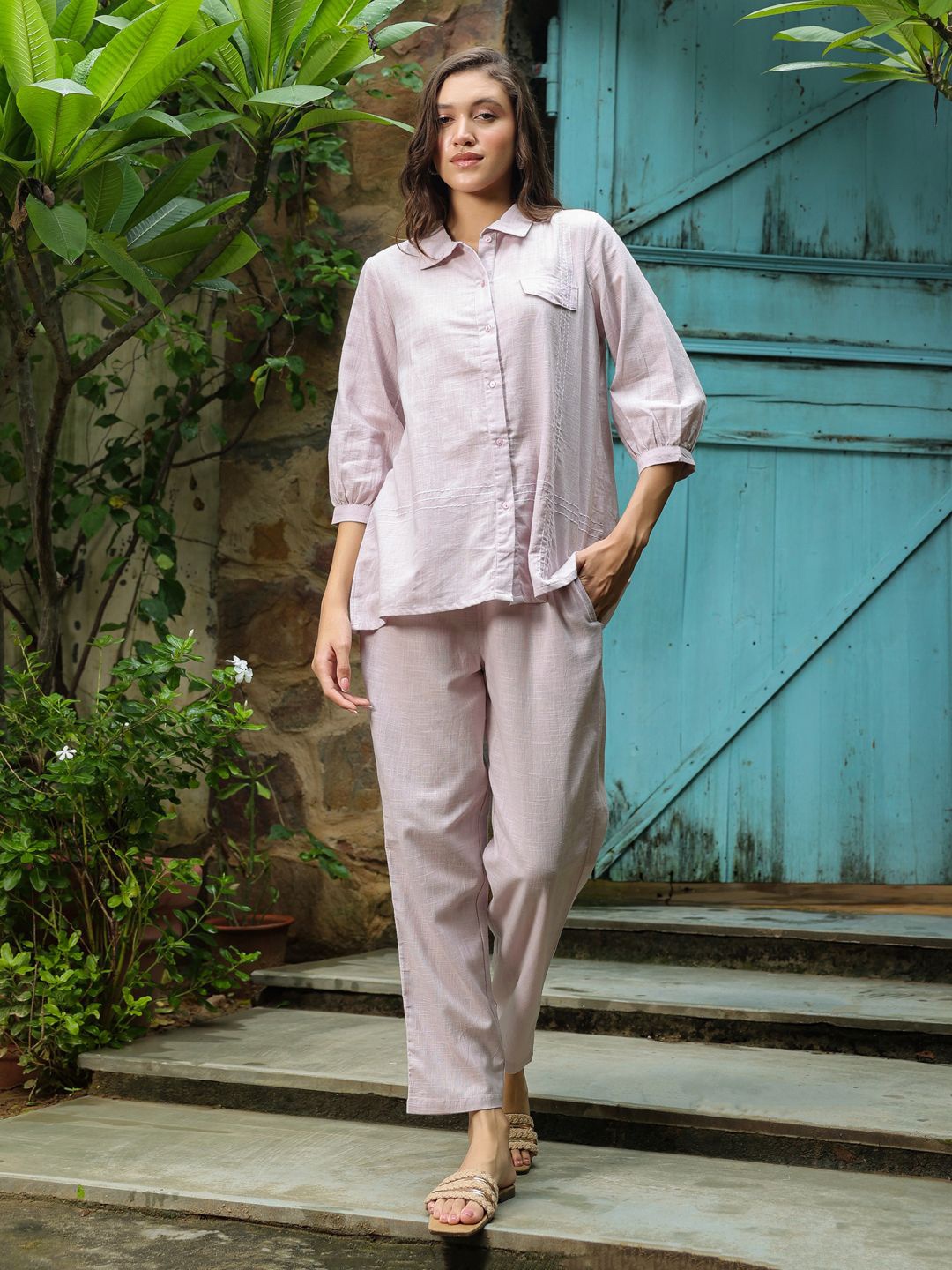 

SANSKRUTIHOMES Shirt With Trousers Co-Ords, Pink