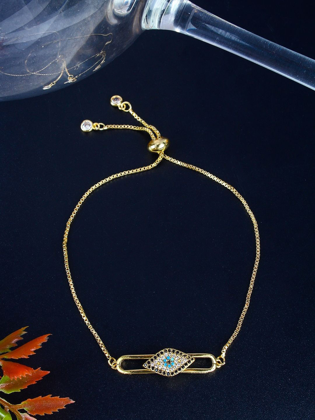 

KPOP Gold-Plated Cubic Zirconia Studded Charm Bracelet