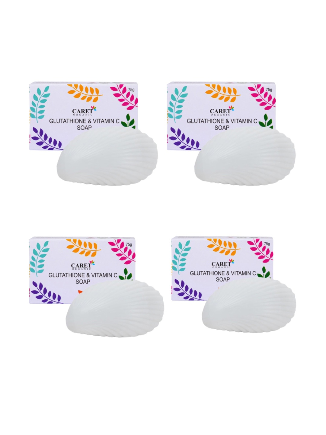 

CARET ORGANIC 4 Pcs Glutathione & Vitamin C Skin Lightening Soap-75g Each, White